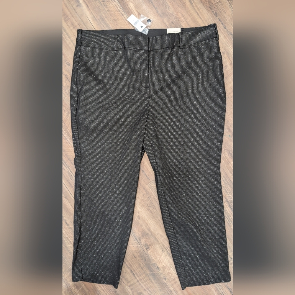 Lane Bryant The 4 Season Slim Ankle Black Pinstripe Pants